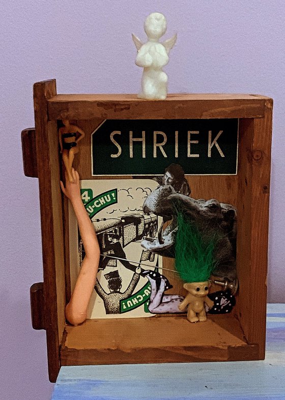 “Art Deco Surrealistic Shriek Chu-Chu Troll Shadow Box”