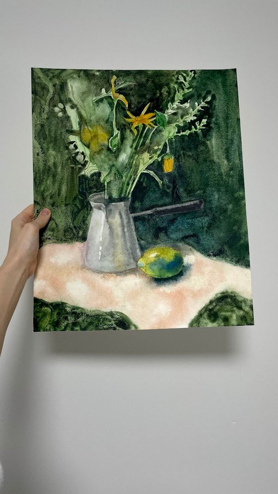 Green flowers & lemon