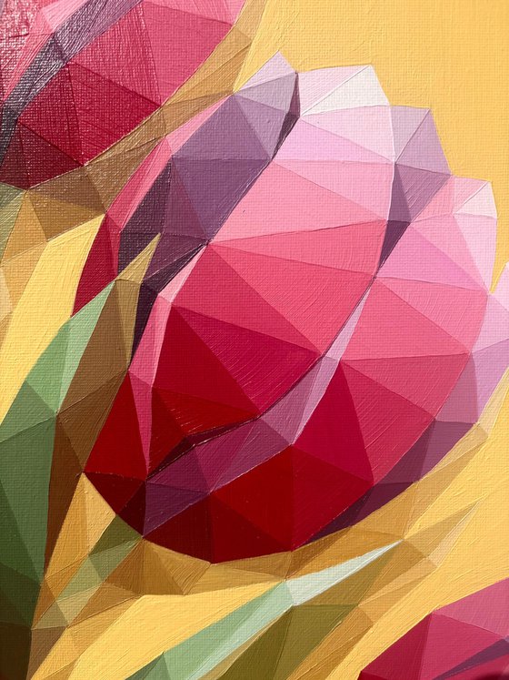 GEOMETRIC PINK AND YELLOW TULIPS