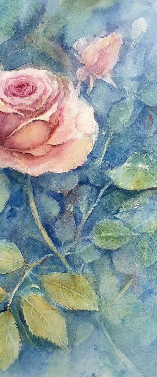 ROSE ROSE original watercolor 24x34 by Beata van Wijngaarden