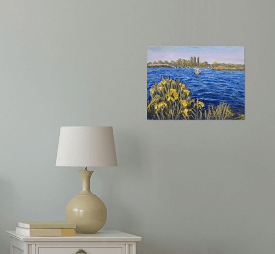 Landscape with irises