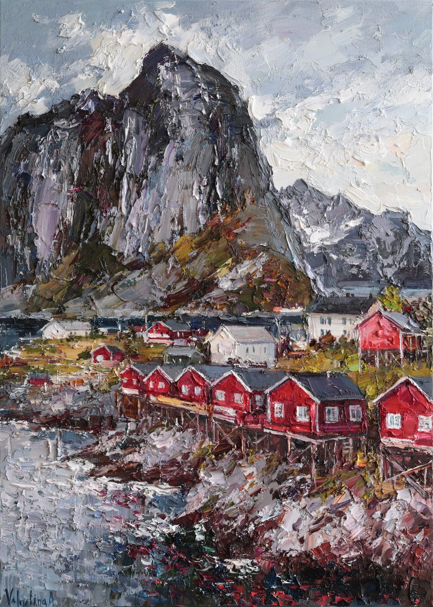 Red Houses Of Lofoten By Anastasiia Valiulina, 20 X 28, Artwork For Sale On Artfinder
