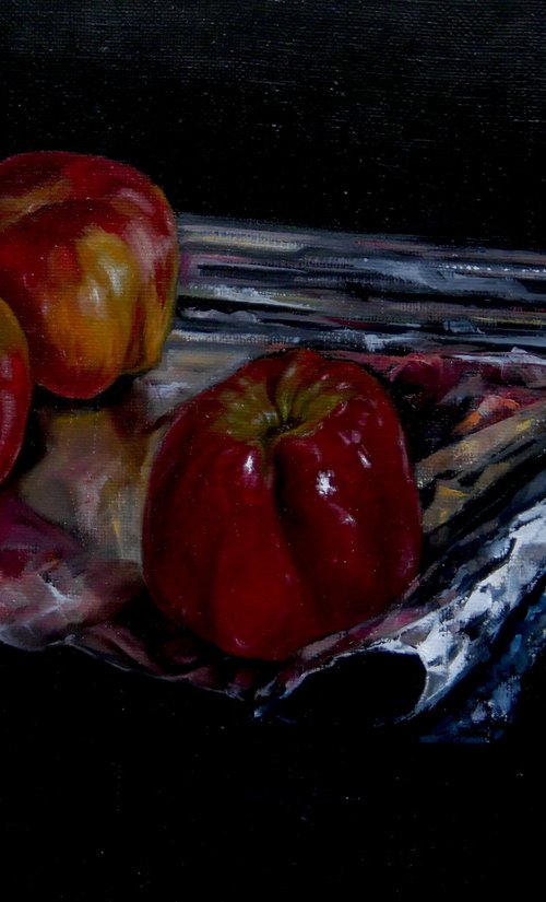Apples on foil by Marina Deryagina