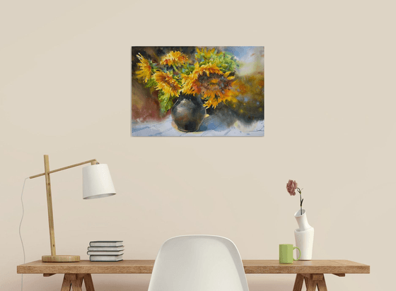 Sunflowers in a jug