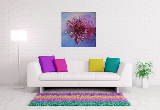 Deep Red and Pink Chrysanths
