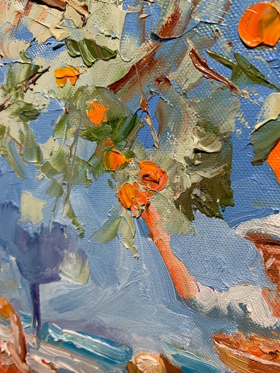 Picnic by tangerine tree