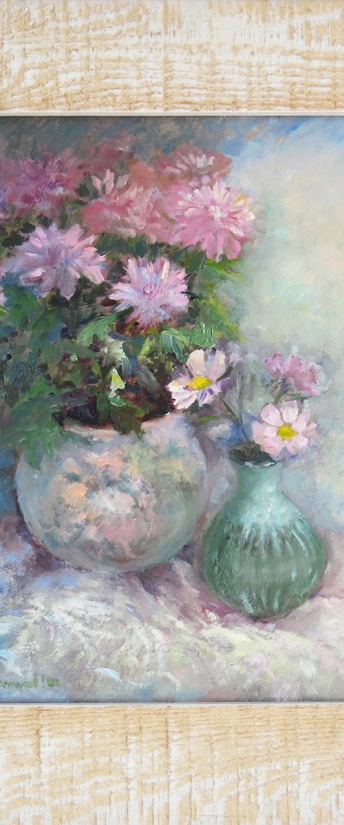 Pink Chrysanthemums by Maureen Greenwood