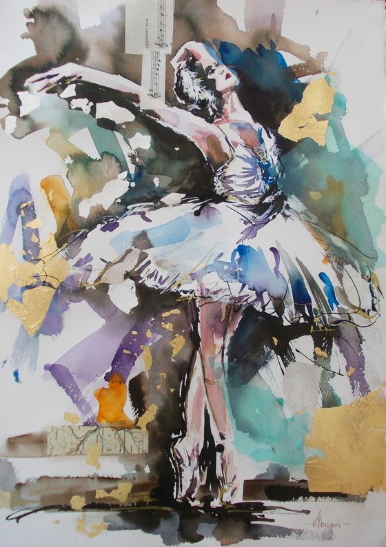 Emphasis II' - Ballerina Watercolor Painting