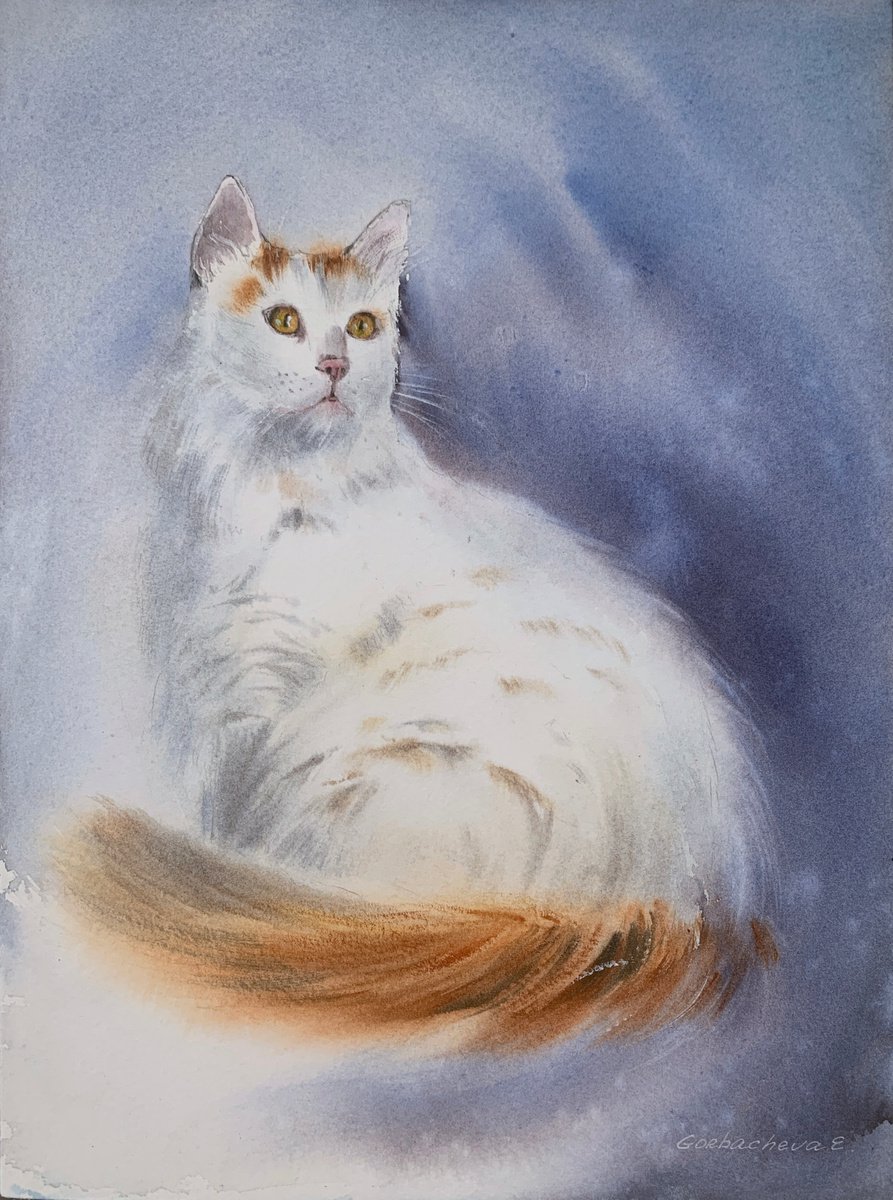 White cat by Eugenia Gorbacheva