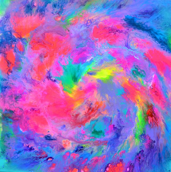 240x80 cm - The Sound of the Water in Slow Motion - XXXL Large Modern Abstract Fluid Big Painting - Large Multi-panelled Artwork, Ready to Hang, Office, Hotel and Restaurant Wall Decoration