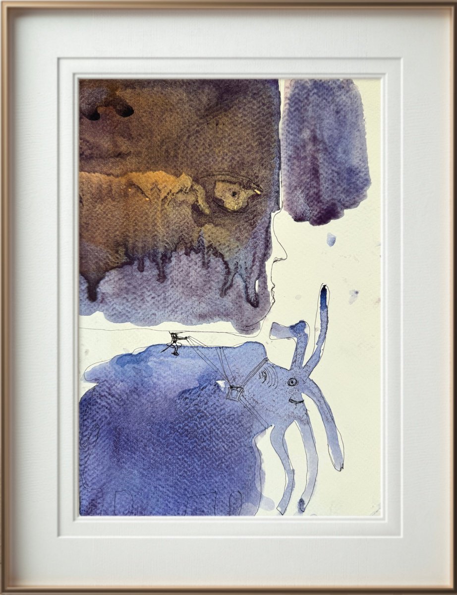 Abstract Watercolour By Yuliia Sharapova, 13 X 16", Majestic Purple Abstract, Original Artwork