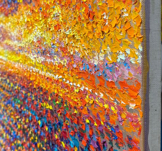 Path of light. pointillism landscape