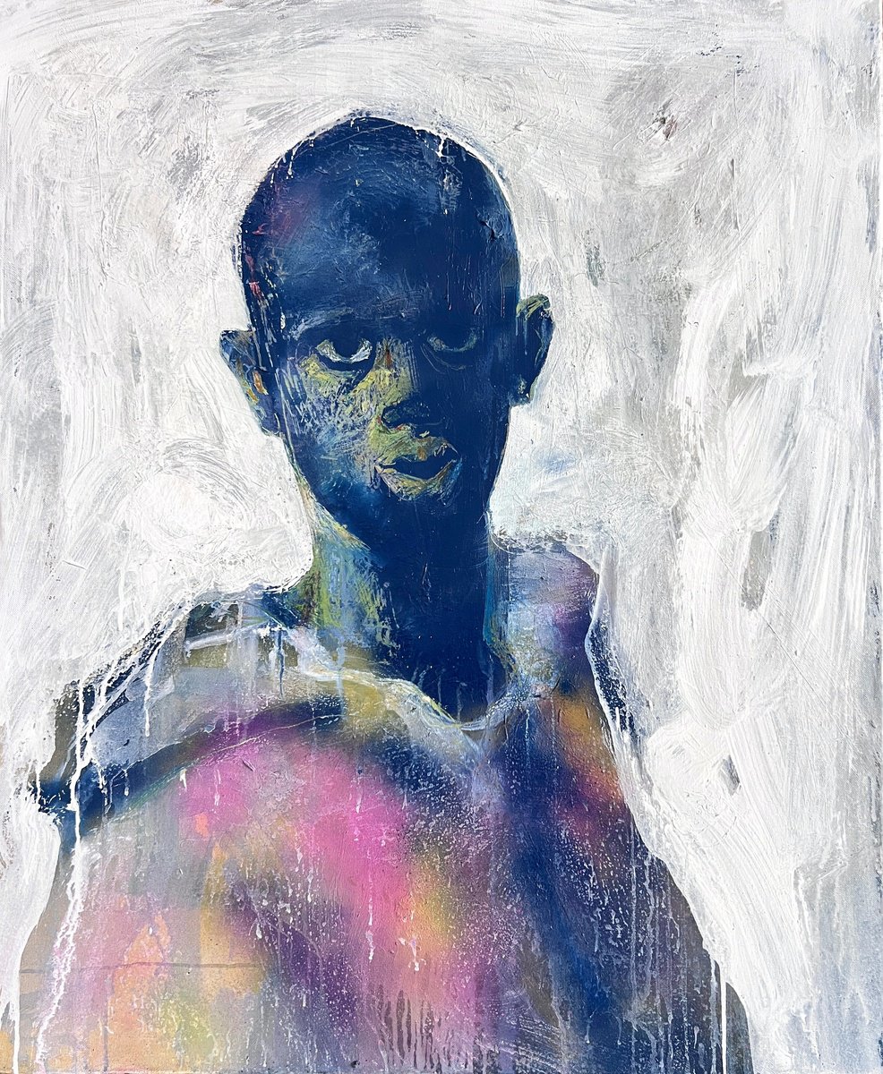 Expressive Portrait Acrylic Painting By Zakhar Shevchuk, 28 X 34", Emotional Echo, Original Artwork