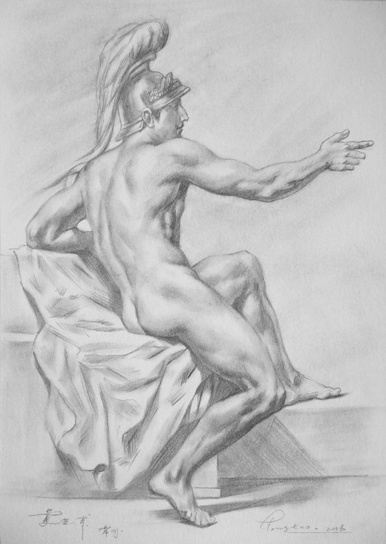 Drawing pencil male nude #16-9-8