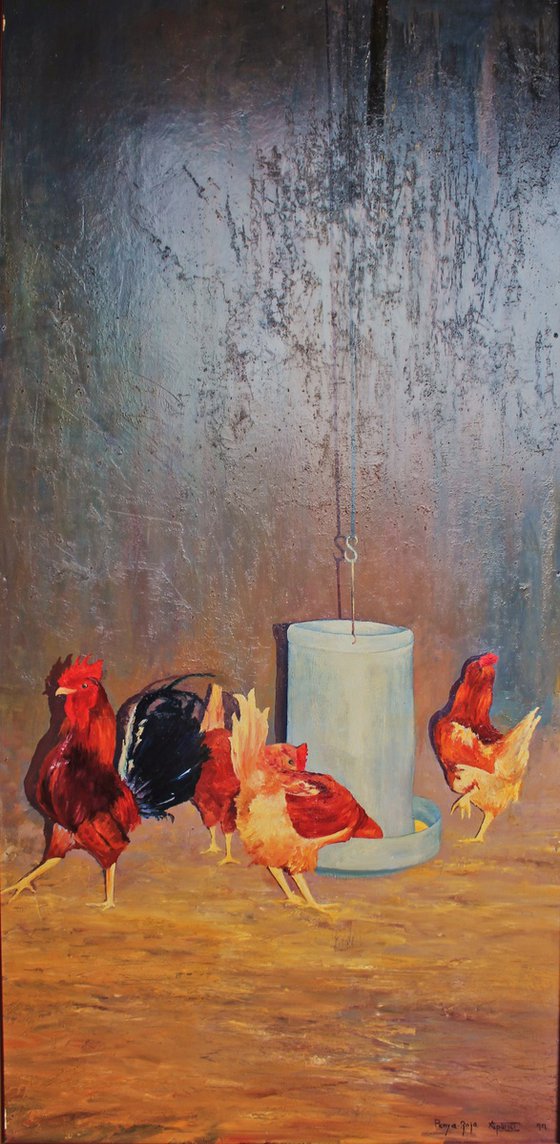 rooster with chickens