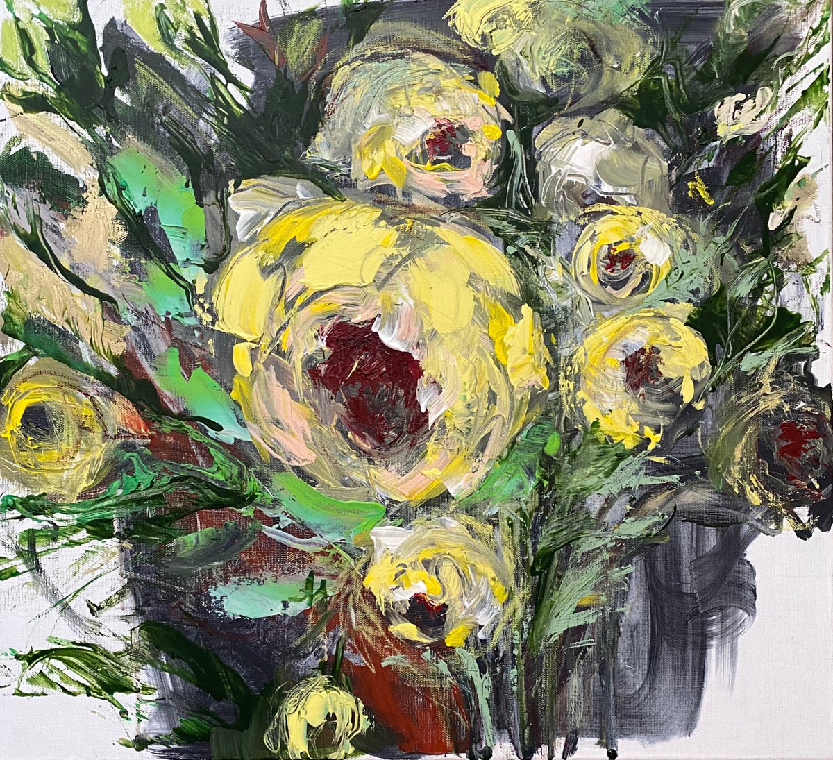 Summer roses delight original painting on canvas by Oksana Petrova