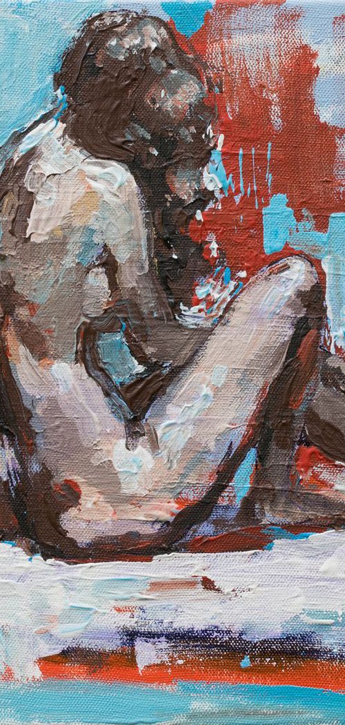Sitting nude girl by Anastasiia Valiulina