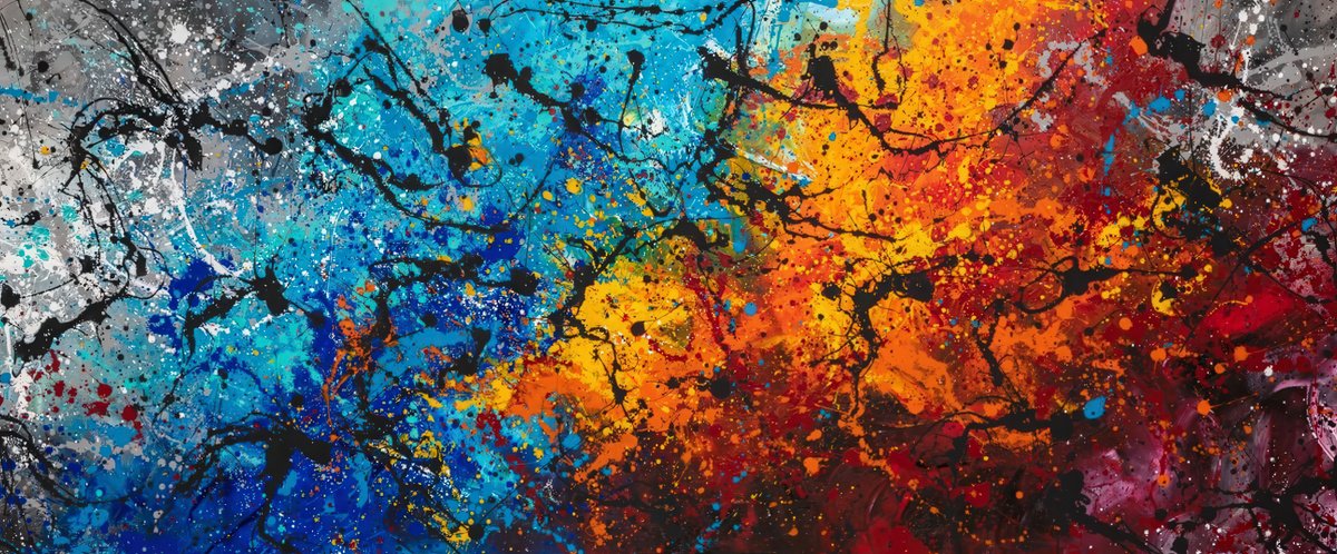 Abstract Acrylic Painting By Art By Catalin, 71 X 30, Love And Desire 205, Original Artwork