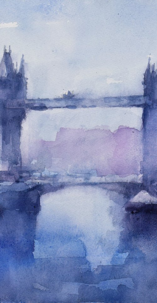 Tower Bridge in winter by Goran Žigolić Watercolors