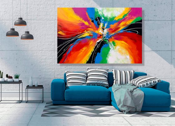 Together We Fly - XL LARGE,  MODERN ABSTRACT ART – EXPRESSIONS OF ENERGY AND LIGHT. READY TO HANG!