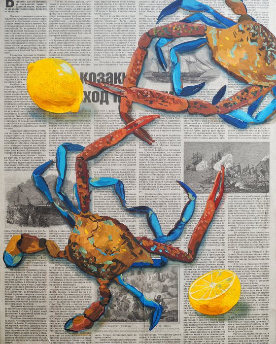 Crabs on the newspaper