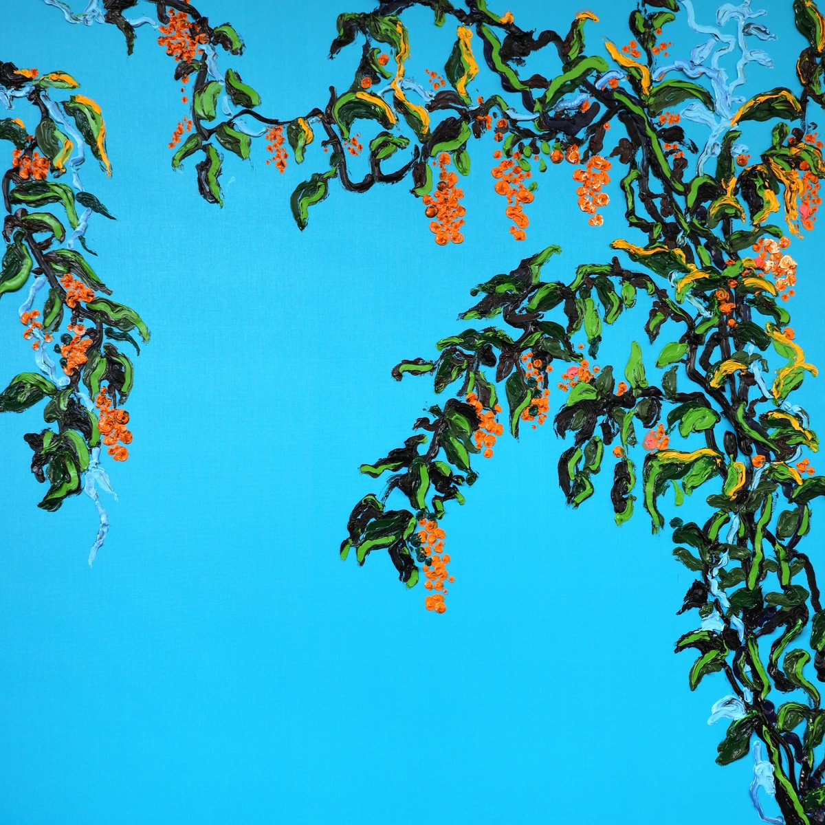 Expressive Botanical Oil Painting By Dominic Virtosu, 39 X 39, Blue Garden, Original Artwork