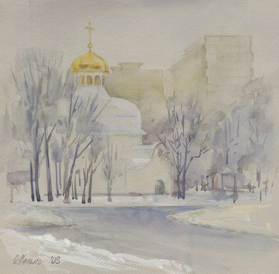 City winter. Church