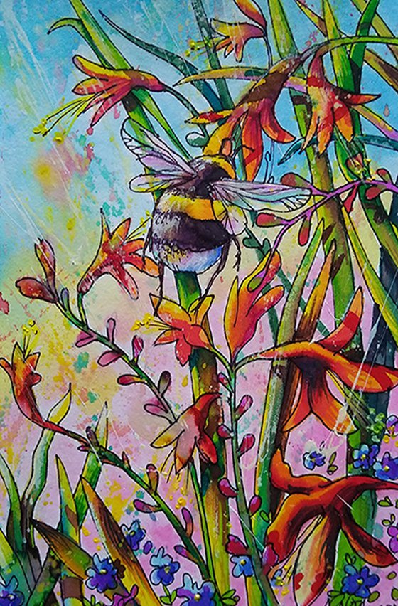 Bee watercolour - 'Glorious'