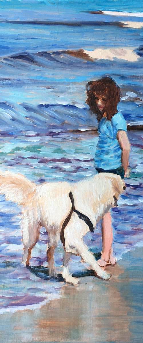Girl with a dog by Elena Sokolova