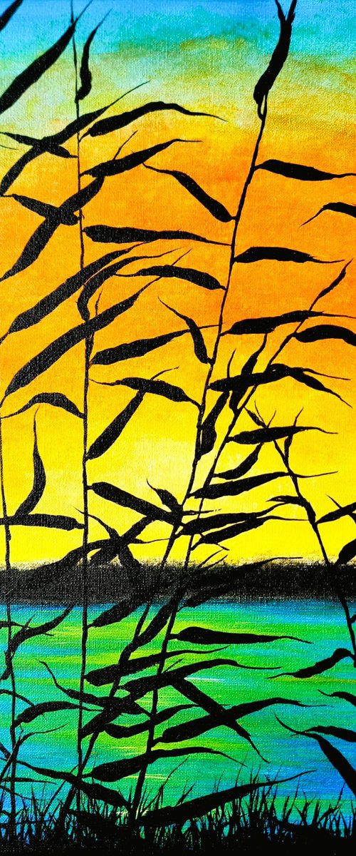 Grass by the river. by Daniel Urbaník