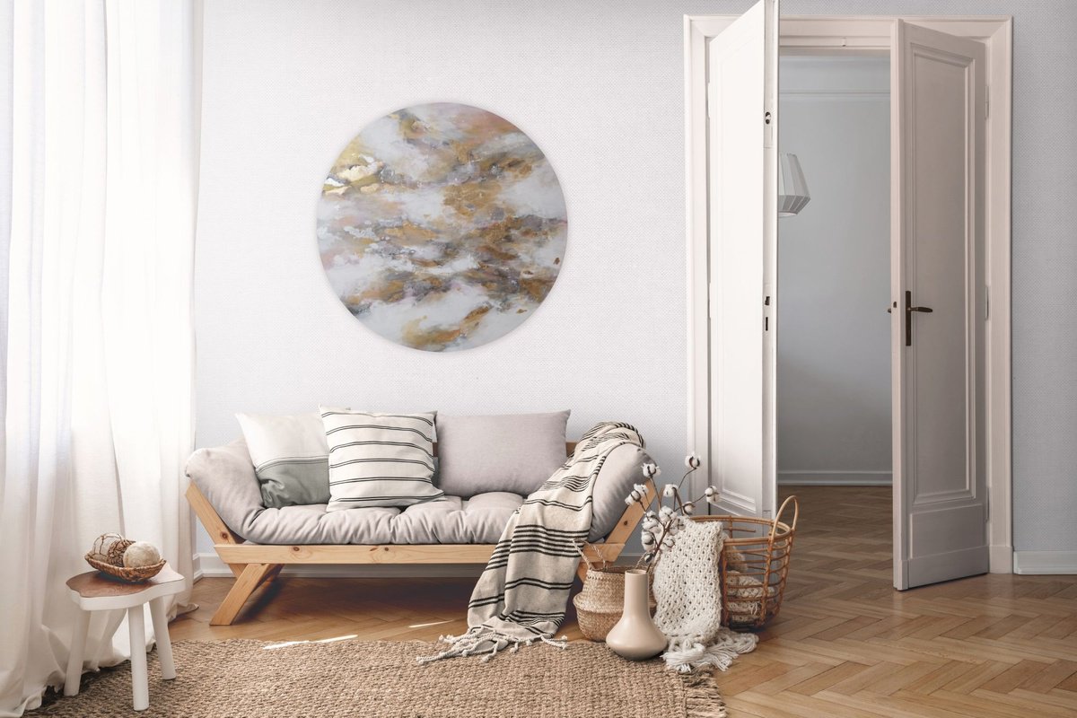 Organic Abstract Acrylic Painting By Zuzana Petrakova, 31 X 31", Moon, Original Artwork