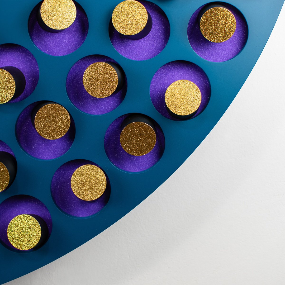 Geometric Abstract Wood Sculpture By Andrij Savchuk, 39 X 39, Golden Noise, Original Artwork