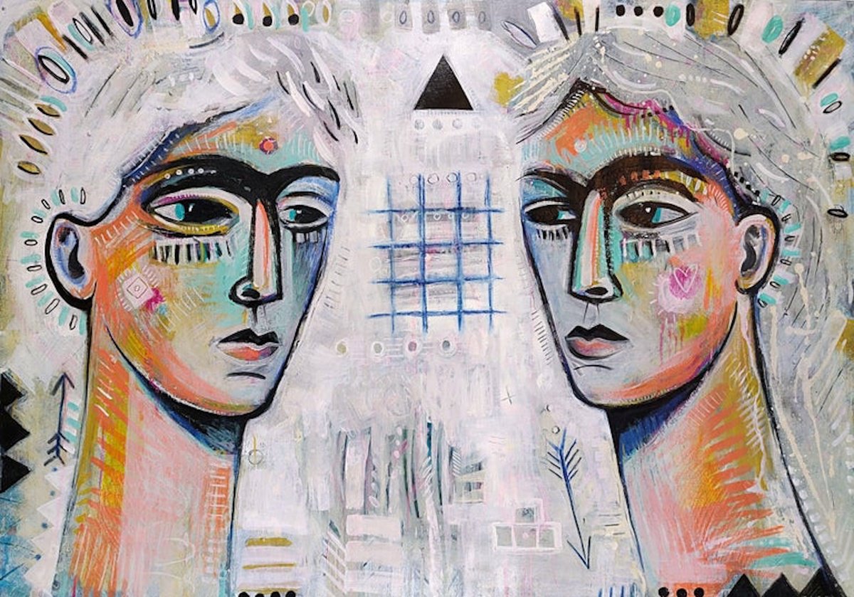 Impressionistic Portrait Acrylic Painting By Daria Kusto, 51 X 38, Warriors Of Light, Original Artwork