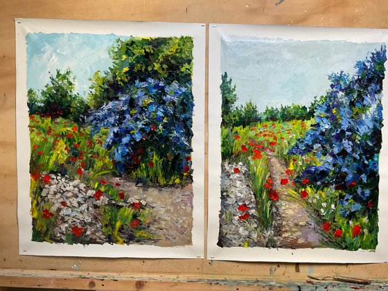 Lilac valley with popies 1