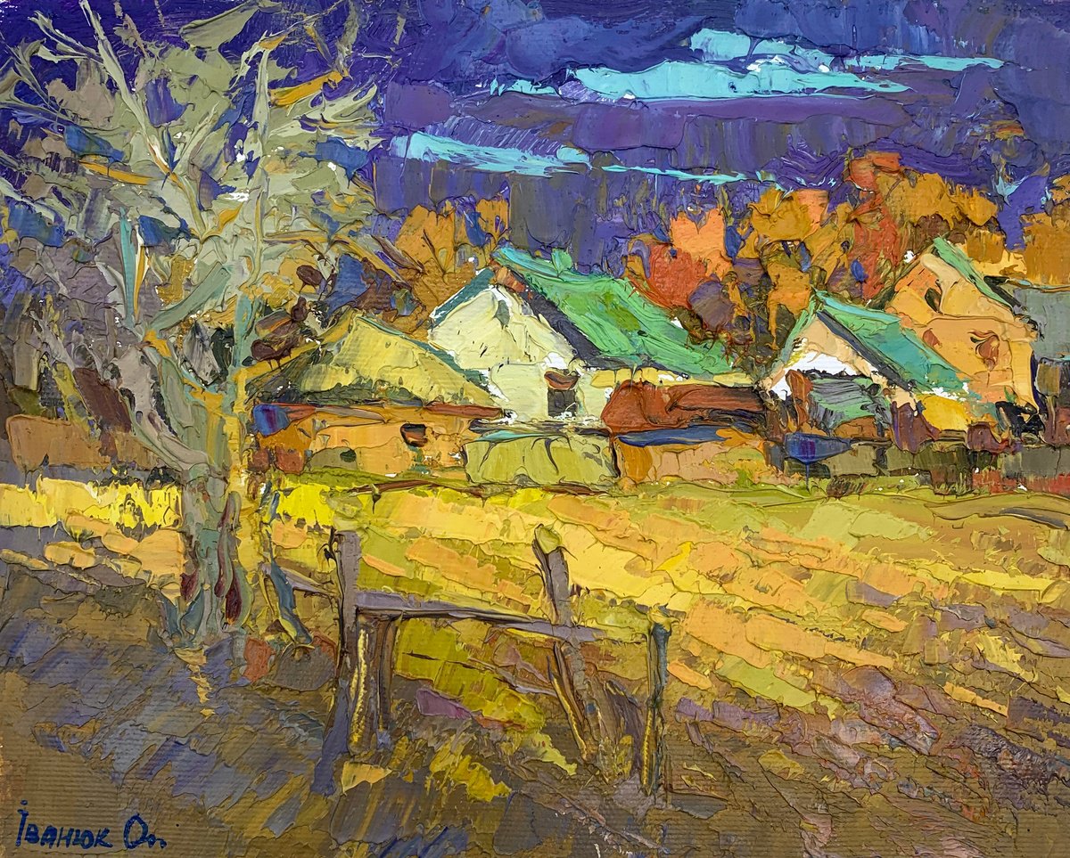 Impressionistic Landscape Oil Painting By Kalenyuk Alex, 10 X 8", Warm Evening, Original Artwork