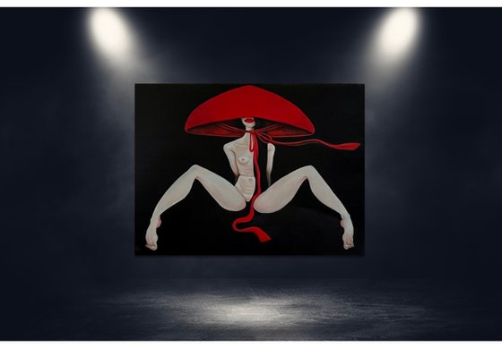 Nude in a red hat
