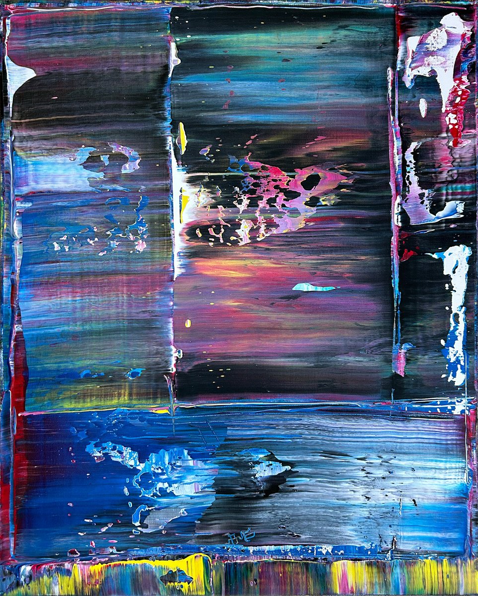 Abstract Acrylic Painting By Preston M. Smith (Pms), 24 X 30", "Night Shades", Original Artwork