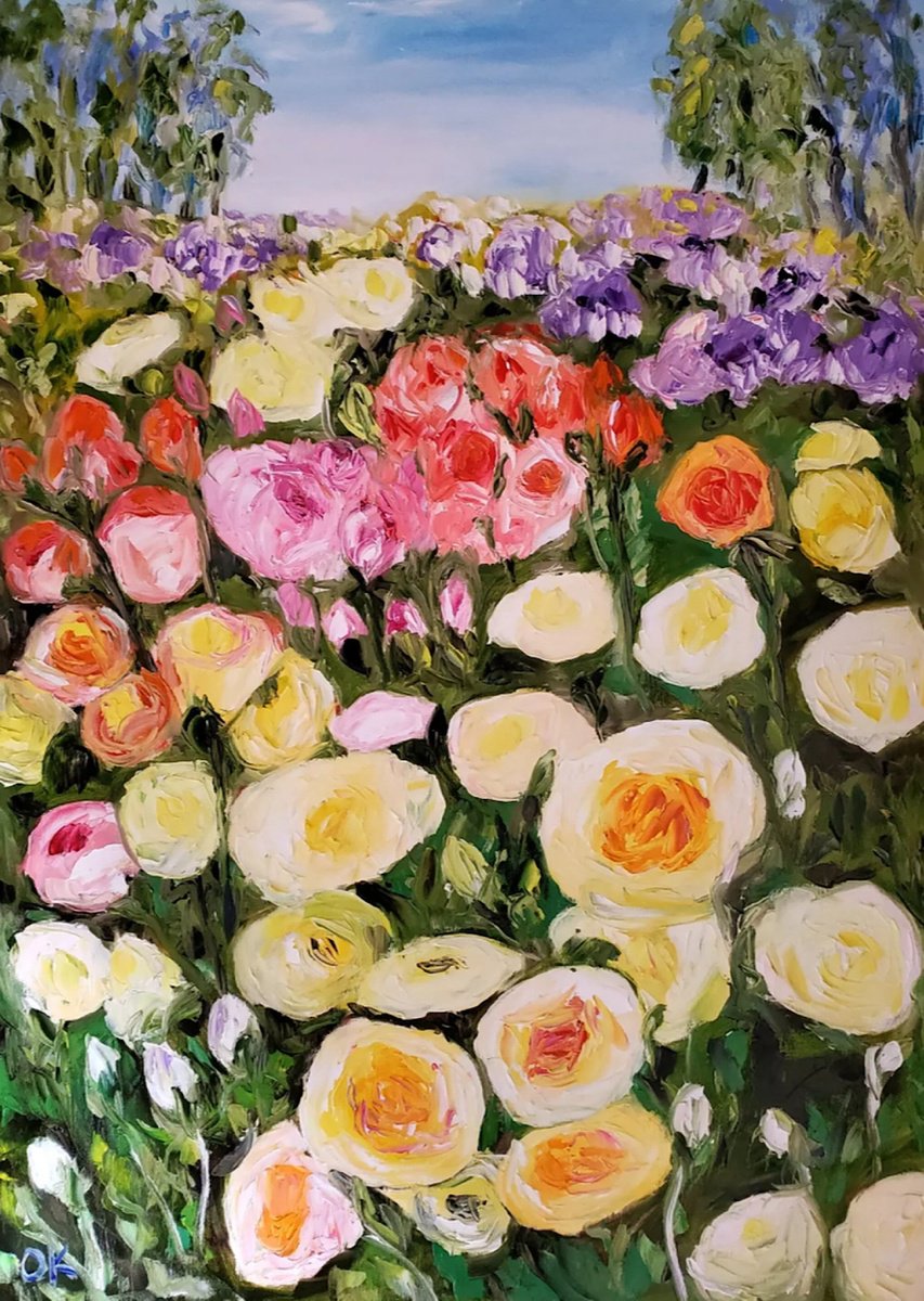 Summer Day, Rose Garden By Olga Koval, 26 X 36, Artwork For Sale On Artfinder