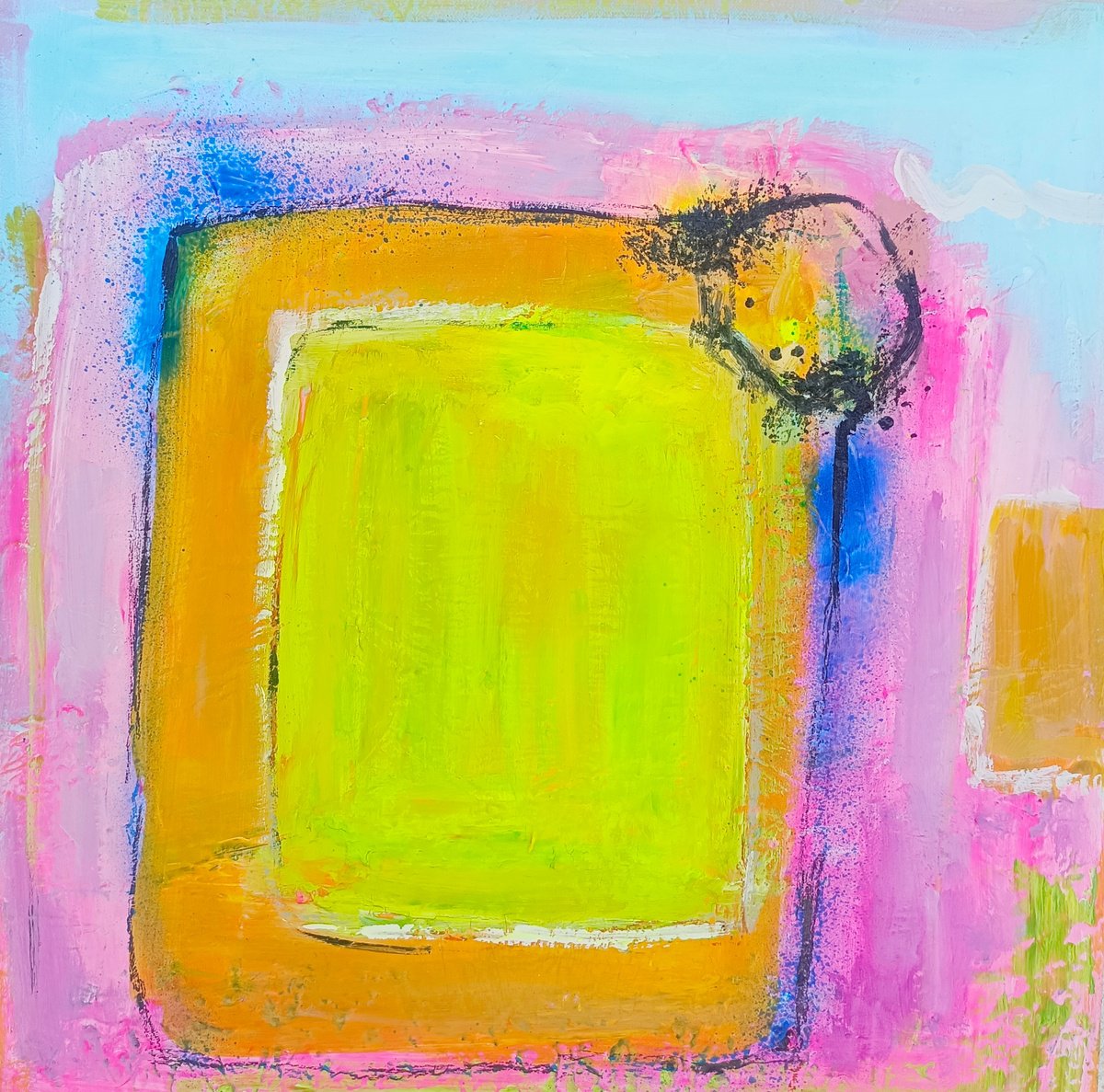 Abstract Painting By Evgenia Smirnova, 16 X 16, Summer Colors, Original Artwork