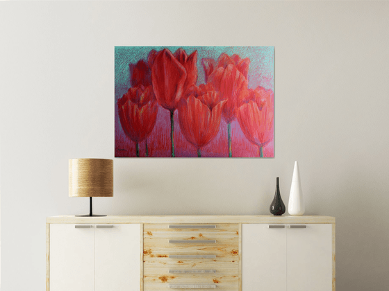 Red Tulips on Red