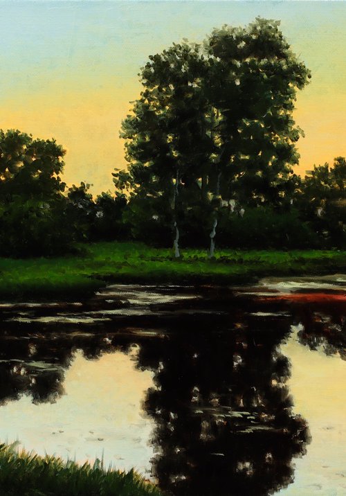 Evening at the pond by Oleg Baulin