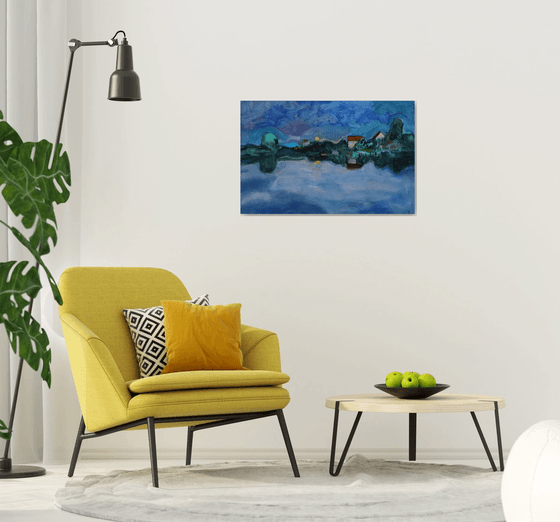 Twilight time.Moon rising