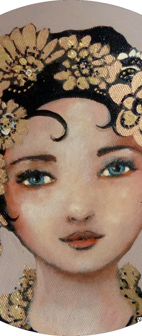 L'accroche coeur round canvas 20cm. by Loetitia Pillault