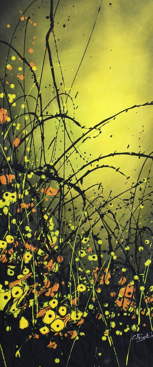 "Folgore" #2 -  Large original abstract floral landscape by Cecilia Frigati