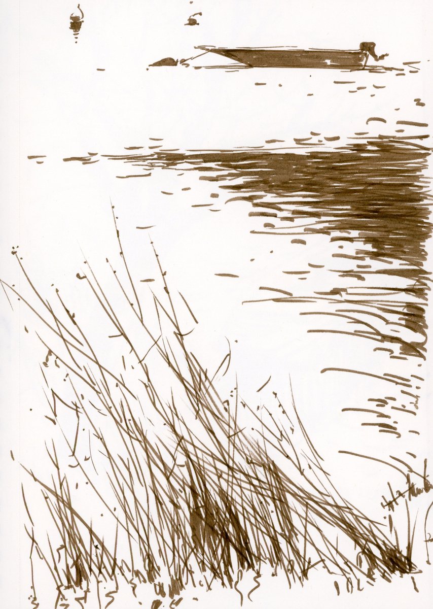 Boats of the Loire. Drawing #2. by Tatyana Tokareva