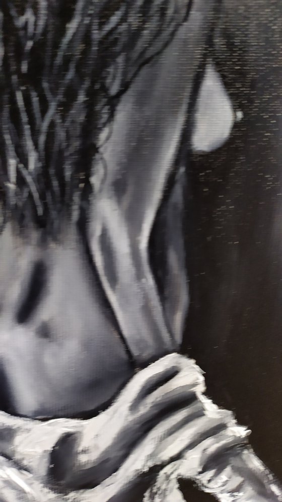 Let her go, nude erotic black and white oil painting, gift idea, art for sale