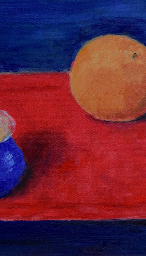 Still life with orange by Elena Zapassky