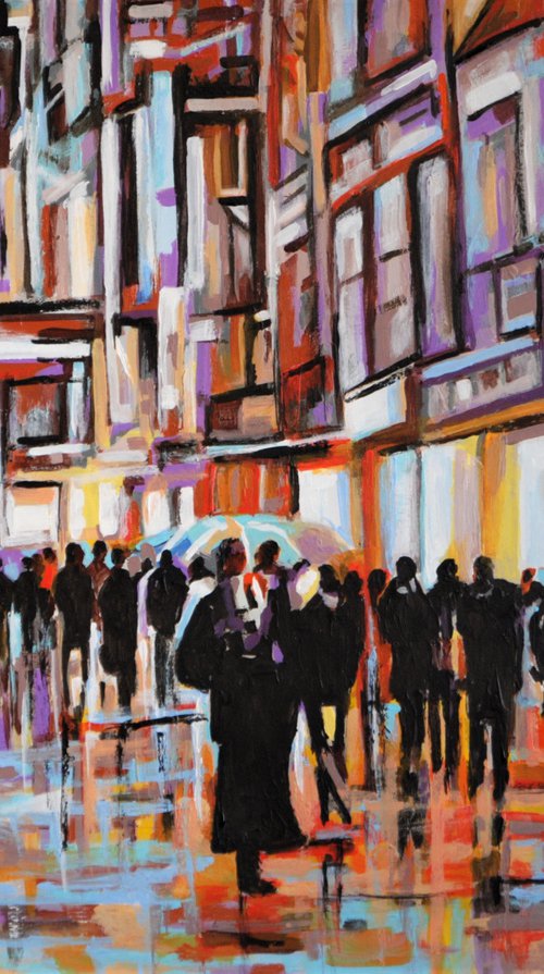 Rainy Town / 82.5 x 61.5 cm by Alexandra Djokic