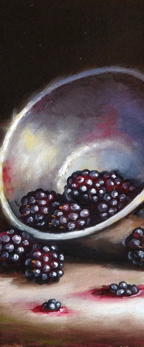 Bowl with Blackberries still life by Jane Palmer Art
