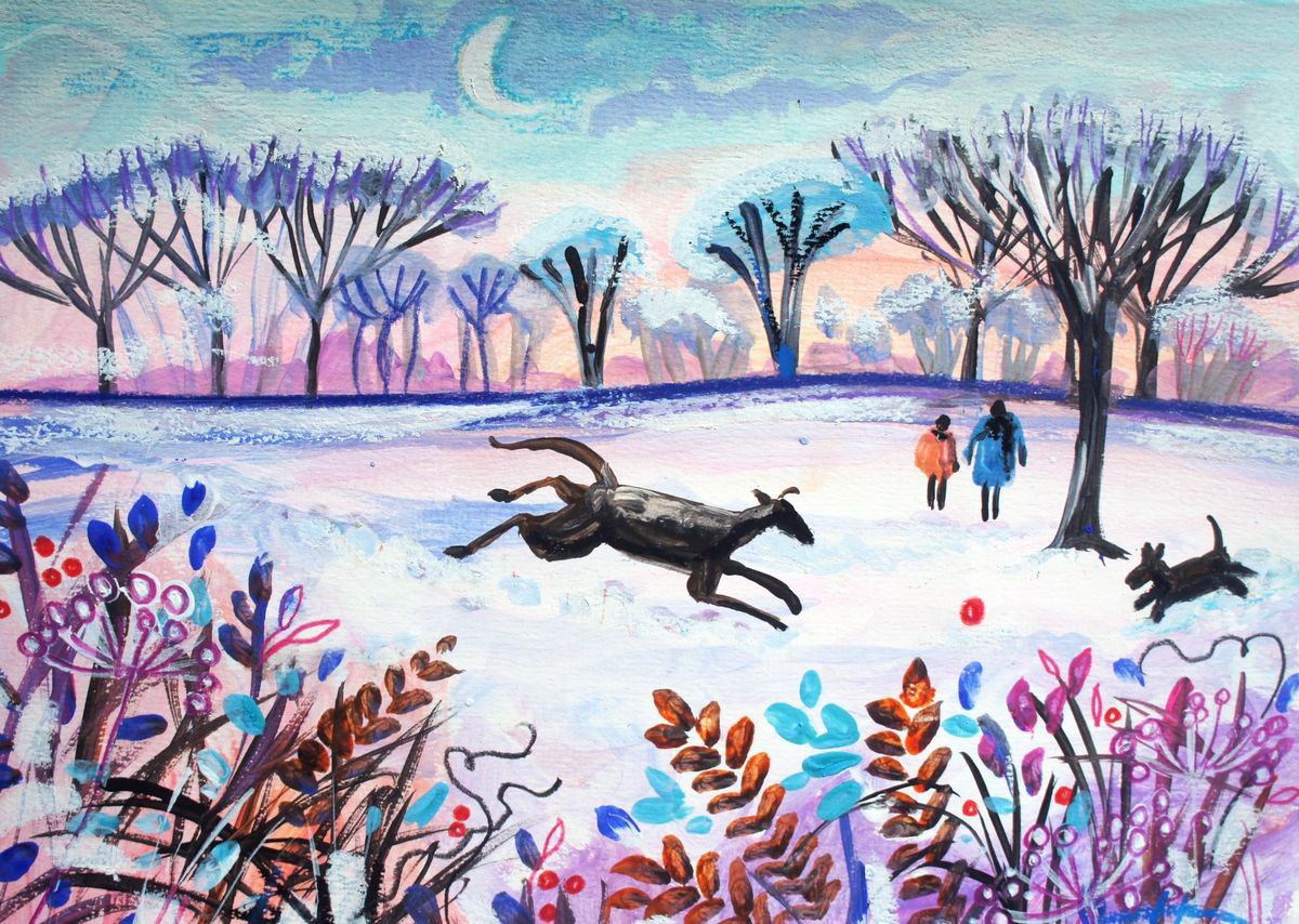 Dog walk in the Park by Julia Rigby